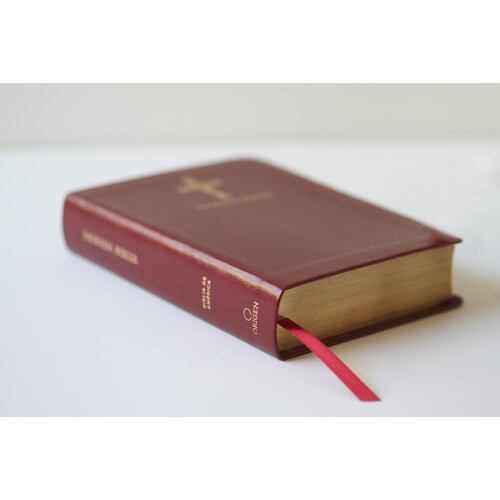 Biblia Católica en español. Símil piel vinotinto