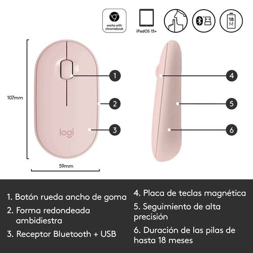 Mouse wireless pebble m350 rosa