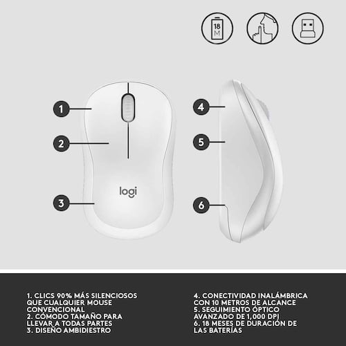 Mouse wireless silent m220 blanco