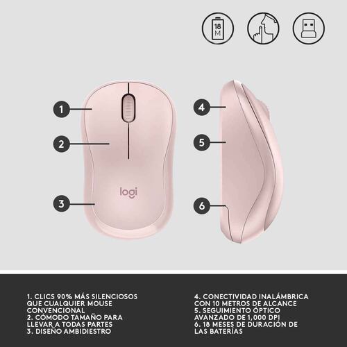 Mouse wireless silent m220 rosa