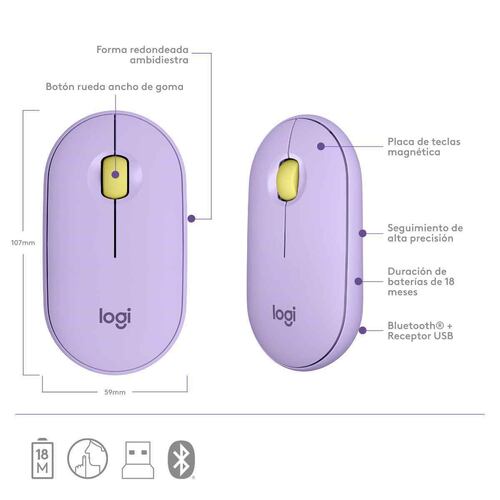 Mouse wireless pebble m350 lavanda