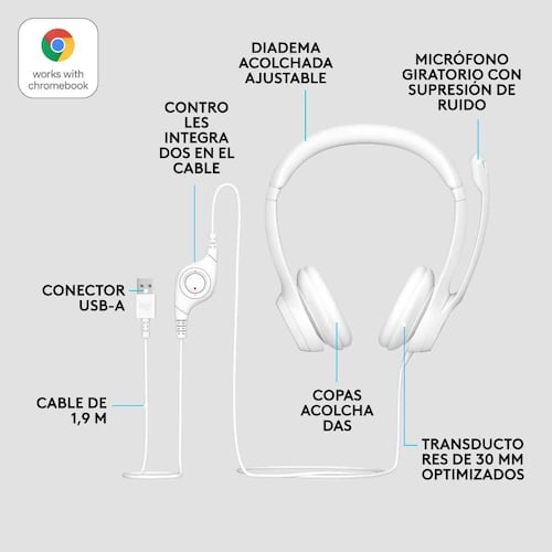 Headset h390 blanco Logitech