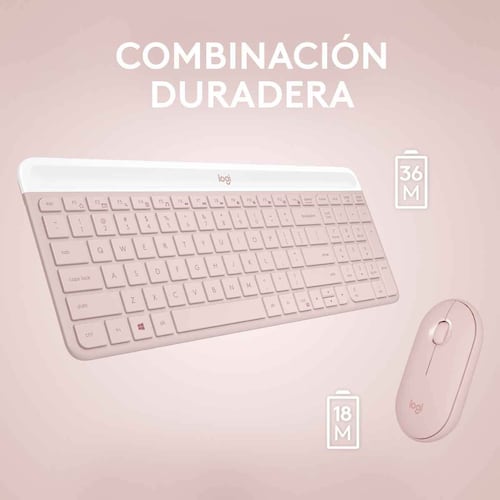 Combo Teclado + Mouse rosa Logitech