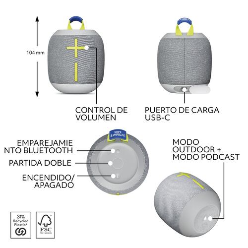 Bocina Ultimate Ears WONDERBOOM 4 Gris