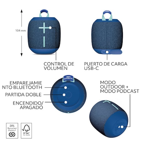 Bocina Ultimate Ears WONDERBOOM 4 Azul