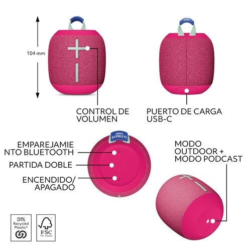 Bocina Ultimate Ears WONDERBOOM 4 Rosa