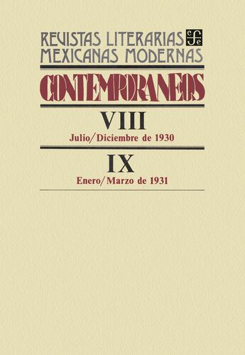 Contemporáneos VIII, julio-diciembre de 1930 - IX, enero-marzo de 1931