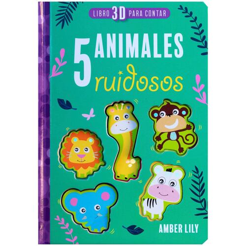 Libro 3-d para contar, 5 animales ruidosos