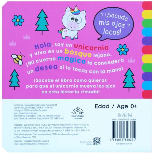 ¡hola unicornio!, ¡sacude mis ojos!