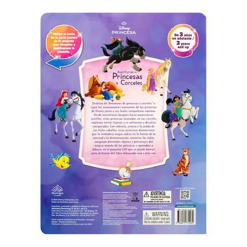 Libro con pizarrón electrónico Disney aventuras de princesas y corceles
