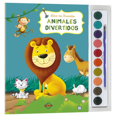 Animales divertidos- Libro de Acuarelas + Pincel