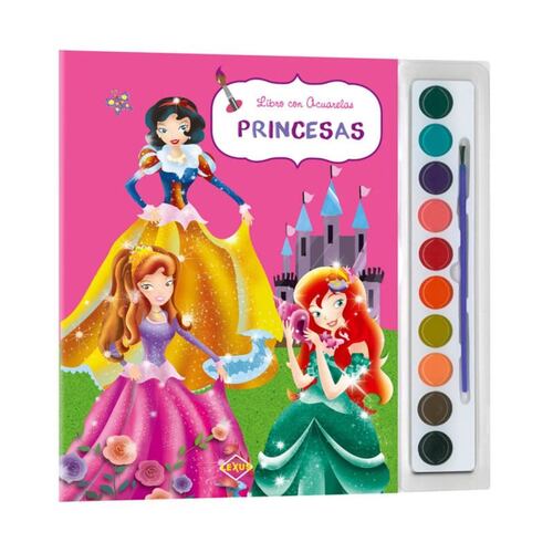 Princesas - Libro de Acuarelas + Pincel