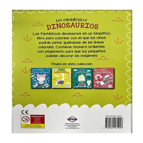 Los Fantásticos Dinosaurios, libro para colorear 1000 stickers