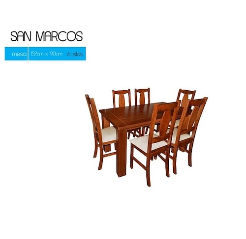 Comedor San Marcos 6 Sillas - Nogal Claro - Kessa.