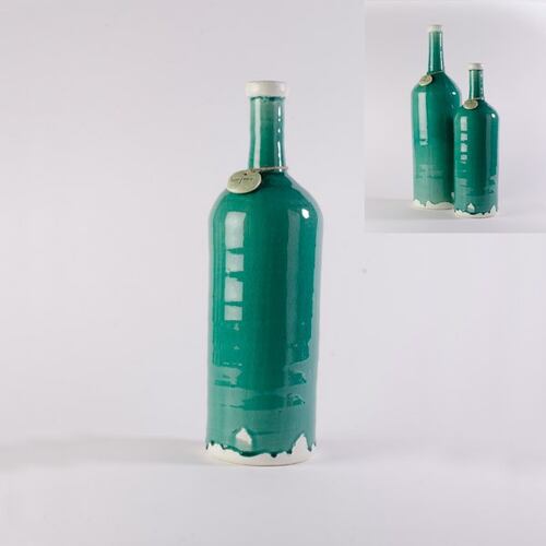 Jarron Botella Verde Md Con Medallon "Le Chateau" - Verde - Kessa.