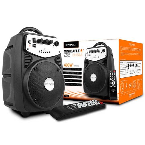 Mini Bafle 6 plg. Zonar Z6BT Amplificado Bluetooth Recargable Portátil Usb