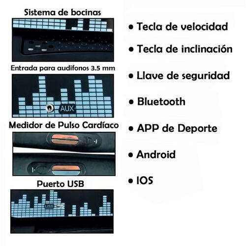 Caminadora Electrica 3.5 HP Inclinacion Automatica Bluetooth Profesional Plegable Pantalla LCD Reduccion de Impacto Centurfit