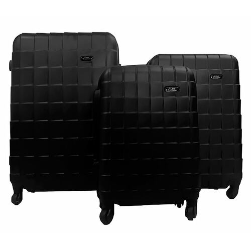 Maleta Negra Set 3 Maletas de Viaje Rigidas 4 Ruedas Negro 20" 24" y 28"