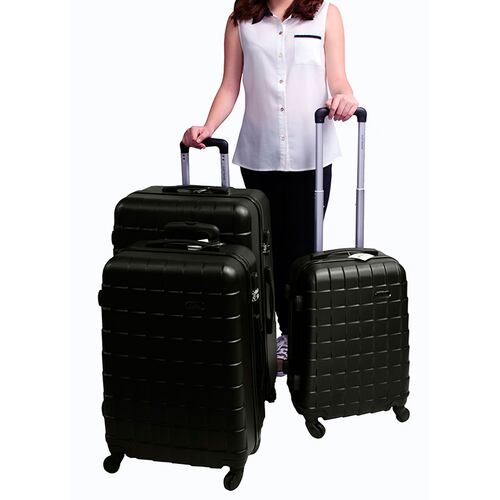Maleta Negra Set 3 Maletas de Viaje Rigidas 4 Ruedas Negro 20" 24" y 28"