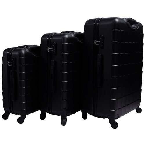 Maleta Negra Set 3 Maletas de Viaje Rigidas 4 Ruedas Negro 20" 24" y 28"