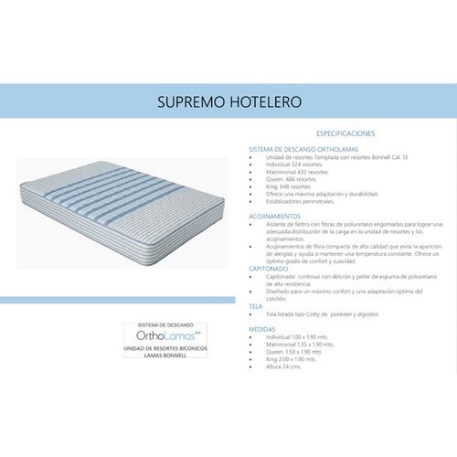 Colchon Supremo Hotelero Individual Azul - Kessa.