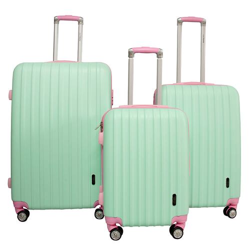 Maleta Rigida Set 3 Maletas Verde Rosa Pastel 8 Ruedas 20" 24" 28"
