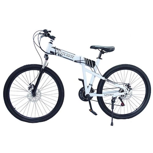 Bicicleta Plegable de Montaña Rodada 26 Deportiva 21 Velocidades Aluminio Ruta Ciclismo Urbana Blanca Centurfit 