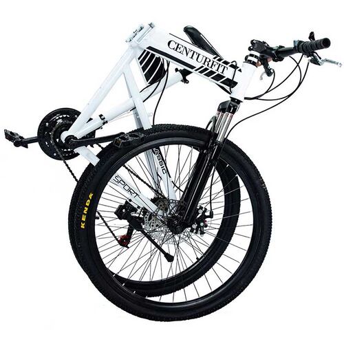 Bicicleta Plegable de Montaña Rodada 26 Deportiva 21 Velocidades Aluminio Ruta Ciclismo Urbana Blanca Centurfit 
