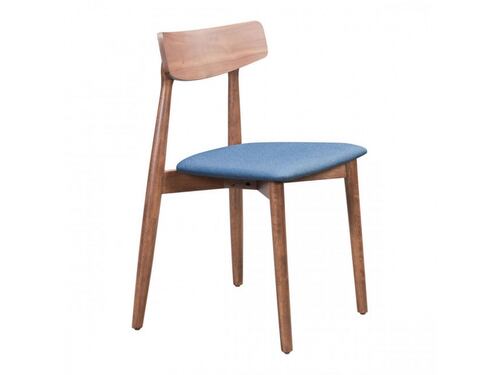Silla De Comedor Modelo Newman Nuez/Azul Tinta - Kessa.