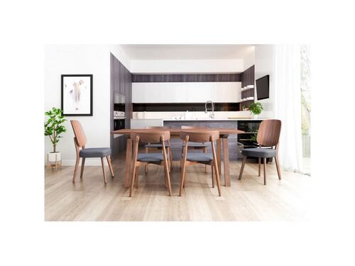 Silla De Comedor Modelo Newman Nuez/Azul Tinta - Kessa.