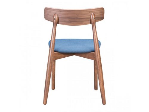 Silla De Comedor Modelo Newman Nuez/Azul Tinta - Kessa.