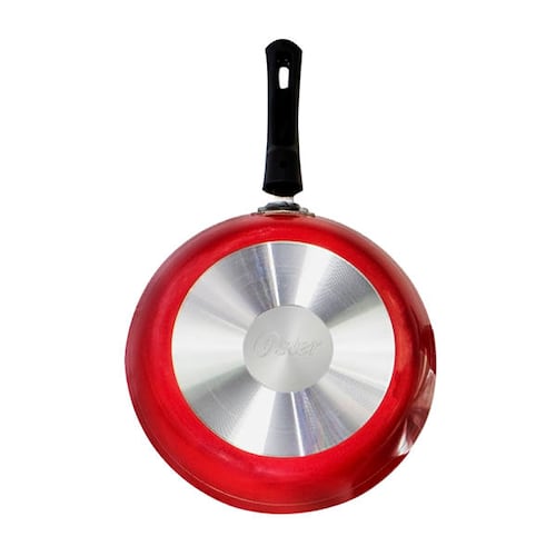 Sartén de aluminio Oster de 26cm mango baquelita y difusor de calor, color negro modelo 85045.01R.