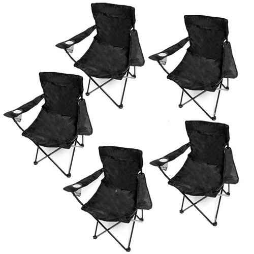 Silla Plegable Kit 5 Sillas Playa Jardin Camping Pesca Negra