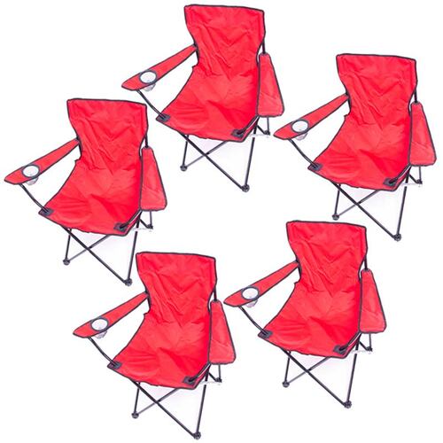Silla Plegable Kit 5 Sillas Playa Jardin Camping Pesca Roja