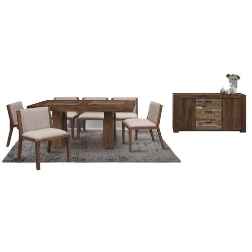 Comedor 6 Sillas Oporto Marron con Rustico - Kessa.