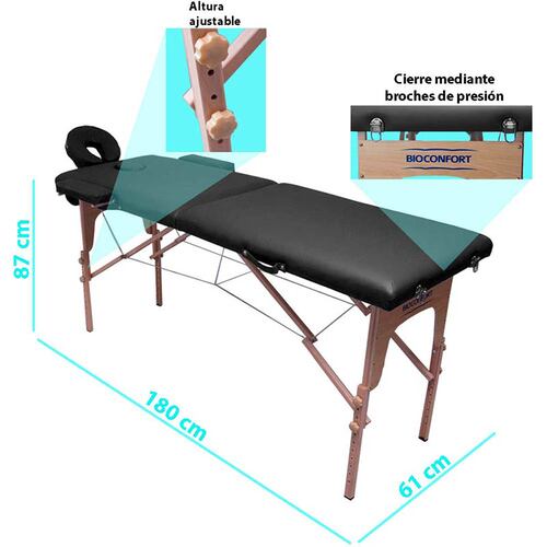 Cama De Masaje Camilla Plegable 150 kg Reclinable Fisioterapia Faciales Spa Negro Nanofort