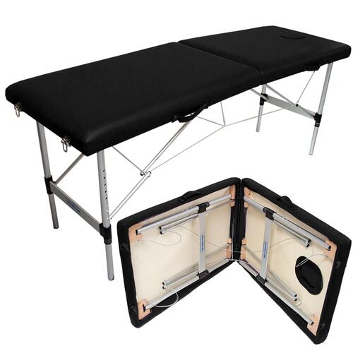 Cama De Masaje Plegable Camilla Spa Fisioterapia Ajustable 110 kg Base Aacero Negra Nanofort