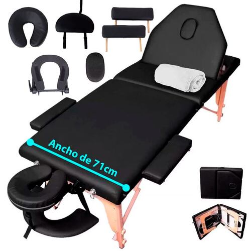 Cama De Masaje Portatil Spa Reclinable Estuche Profesional Mesa Negra Tatto Tatuajes