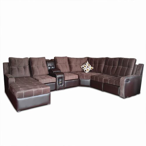 Sala Modular Toronto 3 reclinables y audio c/2 bocinas Tela suave Elefante Moka y Flother Chocolate MADERIAN// ENTREGA A CDMX Y ZONA METROPOLITANA.
