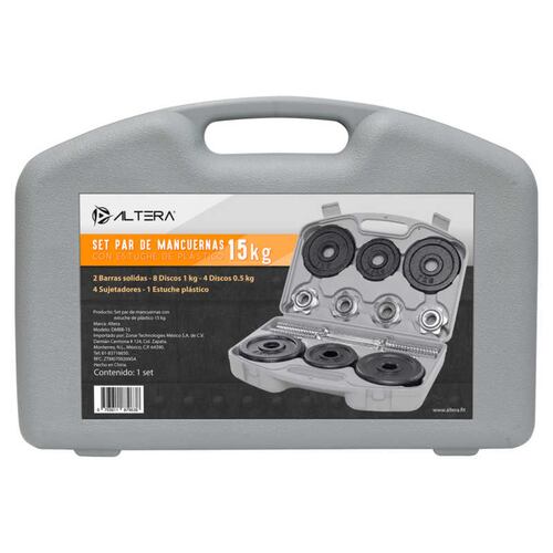 Set de Mancuernas 12 Discos Pesos .5 y 1 kg Incluye Estuche de Plastico