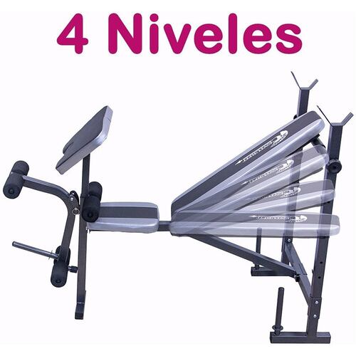 Banco Pesas Multiposiciones 5 en 1 Discos Barra 4 Inclinacion Gym Ejercicio