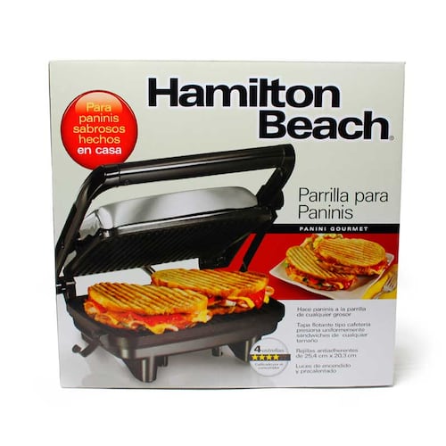 Paninera Parrilla Panini Press Plata Hamilton Beach 25460z.