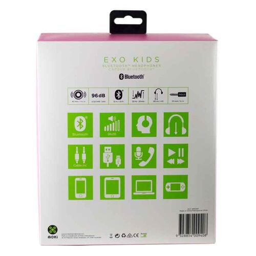 Audífonos de Diadema Bluetooth para Niño y Niña Exo Kids Rosa Moki