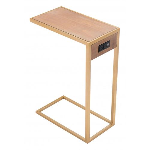 Mesa Lateral Ike Madera/Oro - Kessa.
