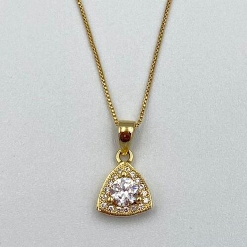 Collar Triángulo Transparente-Baño de oro 18K-Dorado