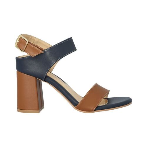 Zapatilla Para Mujer Azul Marino Con Látigo Camel En Tobillo