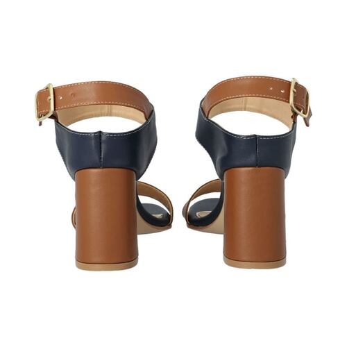 Zapatilla Para Mujer Azul Marino Con Látigo Camel En Tobillo