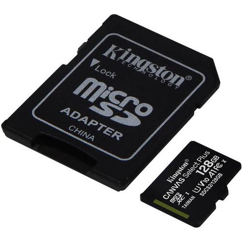 Memoria MicroSD 128GB Kingston SDXC Clase 10 Canvas Select Plus Con Adaptador SDCS2/128GB