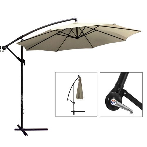 Sombrilla Jardin 3 mts Diametro Sol Playa Lateral  Exterior Beige