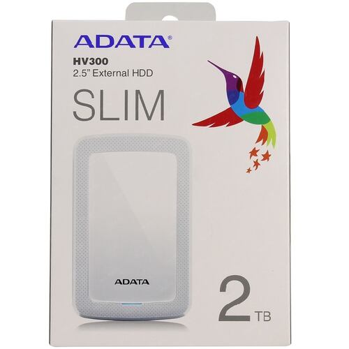 Disco Duro Externo Adata HV300 2 TB Blanco USB 3.0 AHV300-2TU31-CWH